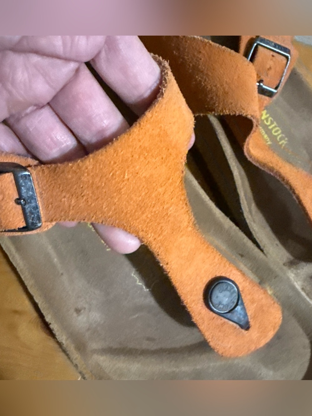 Birkenstock Tangerine Suede Toe-Post Sandals - Picture 2 of 7